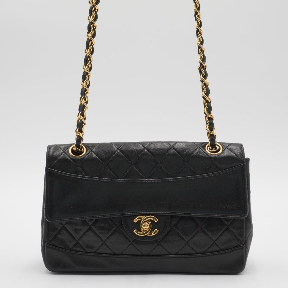 *SOLD*CHANEL Black Classic Single Flap Quilted Lambskin Shoulder Bag - Pre-Owned